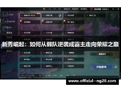 新秀崛起：如何从弱队逆袭成霸主走向荣耀之巅