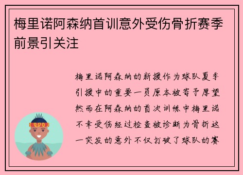 梅里诺阿森纳首训意外受伤骨折赛季前景引关注
